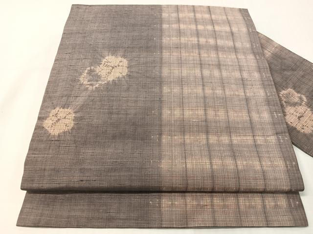 平和屋着物●全通柄　九寸名古屋帯　紬地　絞り　舞花間道　正絹　逸品　CABI4008vp