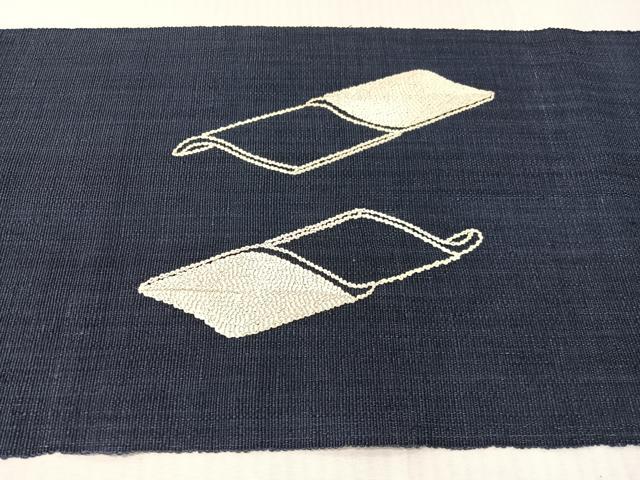 平和屋着物●本場結城紬　重要無形文化財　八寸名古屋帯　瓦文　正絹　逸品　CABI4009vp