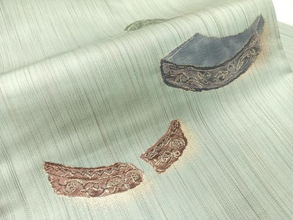 平和屋着物●九寸名古屋帯　陶器文　金糸　正絹　逸品　未使用　CABI4012vp