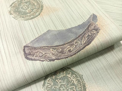 平和屋着物●九寸名古屋帯　陶器文　金糸　正絹　逸品　未使用　CABI4012vp
