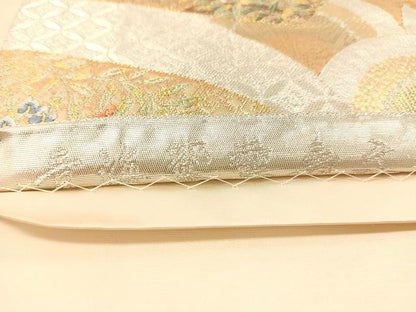 平和屋着物▼西陣　長嶋成織物　ながしま帯　六通柄袋帯　唐織　青海鴛鴦寿文　金銀糸　正絹　逸品　CABI4015vp