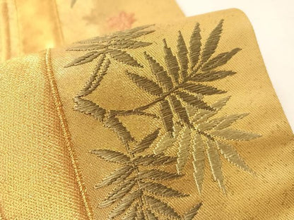 平和屋着物▼六通柄袋帯　唐織　蒔絵献上竹笹文　金糸　引箔　正絹　逸品　CABI4019vp