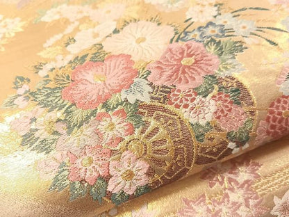 平和屋着物▼六通柄袋帯　唐織　花車文　金糸　正絹　逸品　CABI4020vp
