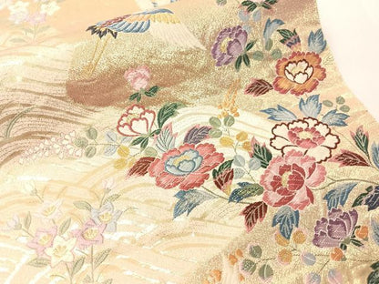 平和屋着物▼六通柄袋帯　唐織　富貴苑　金糸　正絹　逸品　CABI4021vp