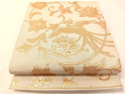 平和屋着物▼六通柄袋帯　更紗鳳凰文　金銀糸　正絹　逸品　CABI4022vp