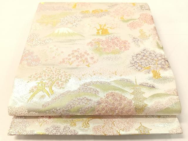 平和屋着物●両面　六通柄袋帯　天輝曜変織　桜前線　金銀糸　やまと誂製　正絹　逸品　CABI4023vp