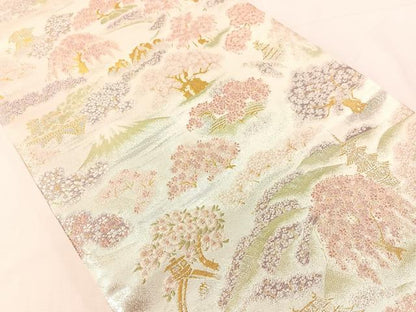 平和屋着物●両面　六通柄袋帯　天輝曜変織　桜前線　金銀糸　やまと誂製　正絹　逸品　CABI4023vp