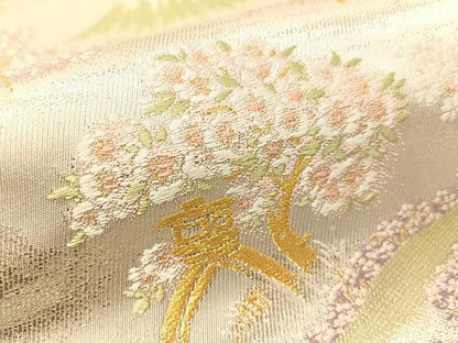 平和屋着物●両面　六通柄袋帯　天輝曜変織　桜前線　金銀糸　やまと誂製　正絹　逸品　CABI4023vp