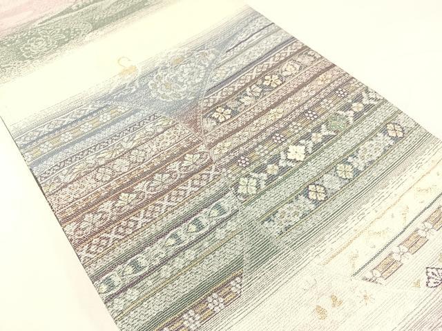 平和屋着物●両面　全通全景袋帯　輪奈織　螺鈿箔　流水吉祥花鳥文　金銀糸　やまと誂製　正絹　逸品　未使用　CABI4024vp