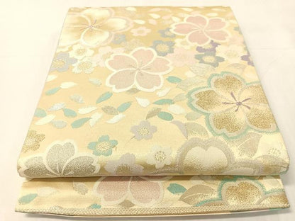 平和屋着物●両面　六通柄袋帯　舞桜　金銀糸　正絹　逸品　CABI4026vp