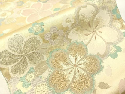 平和屋着物●両面　六通柄袋帯　舞桜　金銀糸　正絹　逸品　CABI4026vp