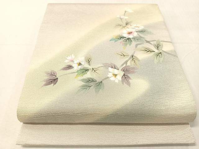 平和屋着物●太鼓柄袋帯　手描き　枝花文　正絹　逸品　CABI4028vp