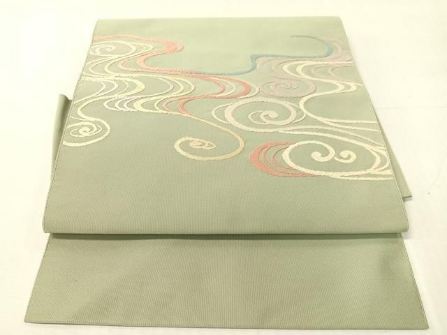 平和屋着物●爪掻き本綴れ　つけ帯　唐織　流水文　正絹　逸品　CABI4034vp