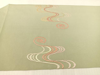 平和屋着物●爪掻き本綴れ　つけ帯　唐織　流水文　正絹　逸品　CABI4034vp