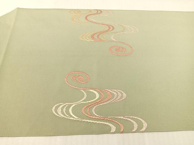 平和屋着物●爪掻き本綴れ　つけ帯　唐織　流水文　正絹　逸品　CABI4034vp