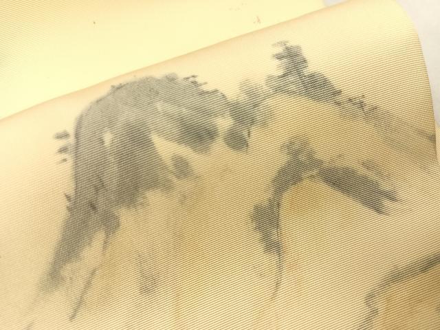 平和屋着物●塩瀬　つけ帯　作家物　手描き　風景文　正絹　逸品　CABI4037vp