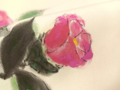 平和屋着物●塩瀬　つけ帯　作家物　手描き　枝椿　正絹　逸品　CABI4039vp
