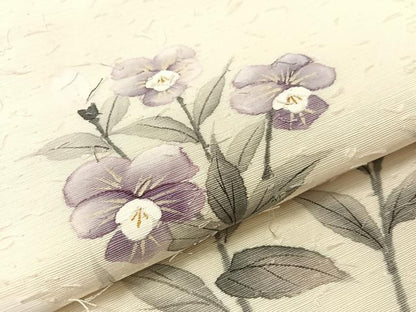 平和屋着物●内田晴祥　九寸名古屋帯　手描き　ひげ紬　草花文　正絹　逸品　CABI4041vp