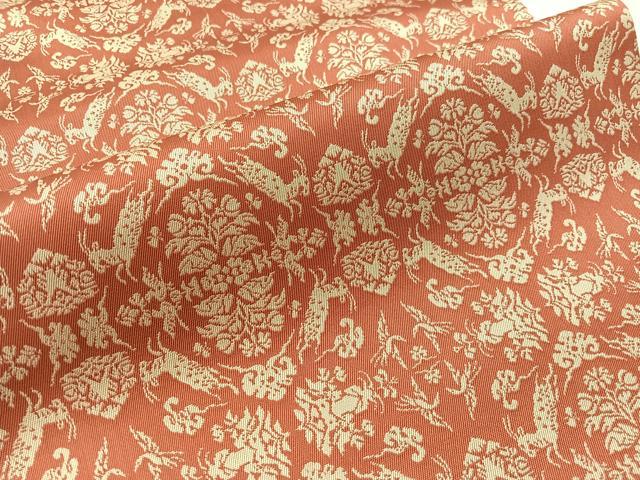 平和屋着物●龍村美術織物　九寸開き名古屋帯　山羊花卉文錦　正絹　逸品　CABI4046vp