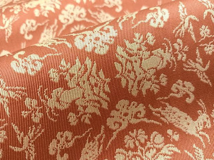 平和屋着物●龍村美術織物　九寸開き名古屋帯　山羊花卉文錦　正絹　逸品　CABI4046vp