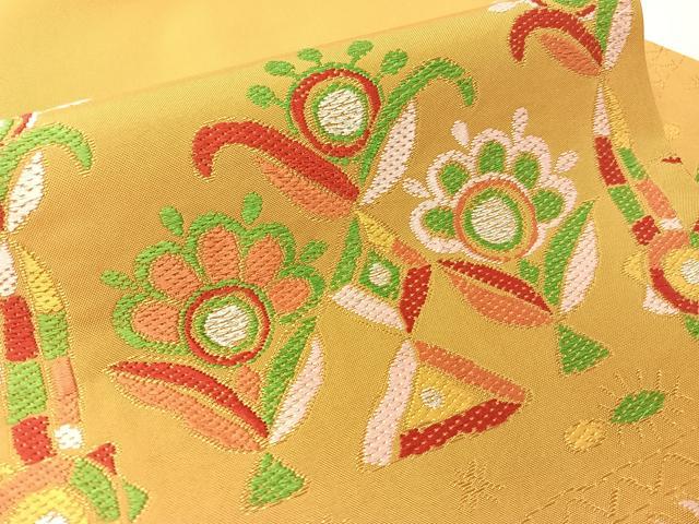 平和屋着物●洛風林　工芸帯地　九寸名古屋帯　唐織　吉祥花文　金銀糸　正絹　逸品　CABI4048vp