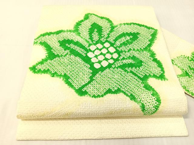 平和屋着物●名門　藤娘きぬたや・総絞り　九寸名古屋帯　草花文　正絹　逸品　CABI4049vp