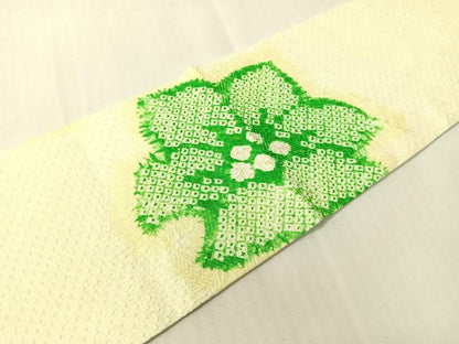 平和屋着物●名門　藤娘きぬたや・総絞り　九寸名古屋帯　草花文　正絹　逸品　CABI4049vp