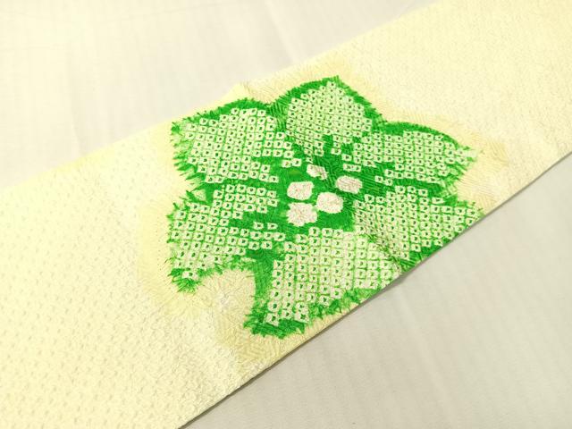 平和屋着物●名門　藤娘きぬたや・総絞り　九寸名古屋帯　草花文　正絹　逸品　CABI4049vp