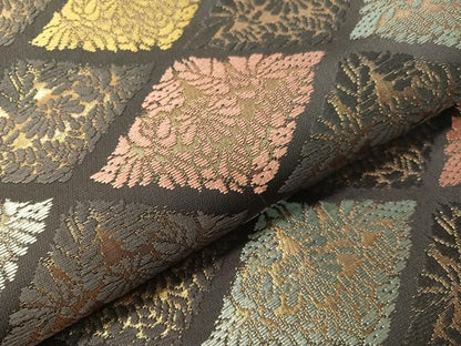 平和屋着物●六通柄袋帯　唐織　菊菱文　金糸　正絹　逸品　CABI4054vp