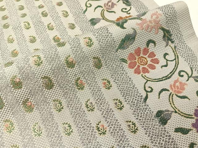 平和屋着物●六通柄袋帯　唐織　市楽織　更紗唐草間道　金糸　正絹　逸品　CABI4055vp