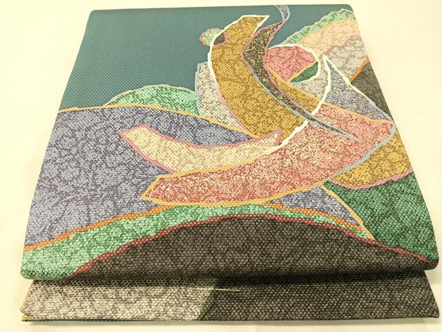 平和屋着物●中嶋まさひろ　蝋彩染作家　中嶋博司　六通柄袋帯　抽象文様　金彩　上代49万　正絹　逸品　未使用　CABI4057vp