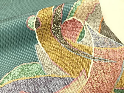 平和屋着物●中嶋まさひろ　蝋彩染作家　中嶋博司　六通柄袋帯　抽象文様　金彩　上代49万　正絹　逸品　未使用　CABI4057vp