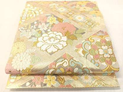 平和屋着物●六通柄袋帯　唐織　正倉院花文　金糸　正絹　逸品　CABI4058vp