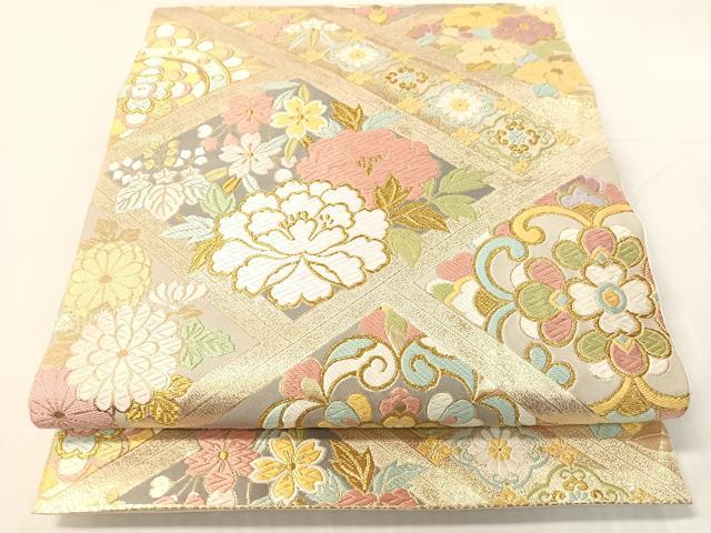 平和屋着物●六通柄袋帯　唐織　正倉院花文　金糸　正絹　逸品　CABI4058vp