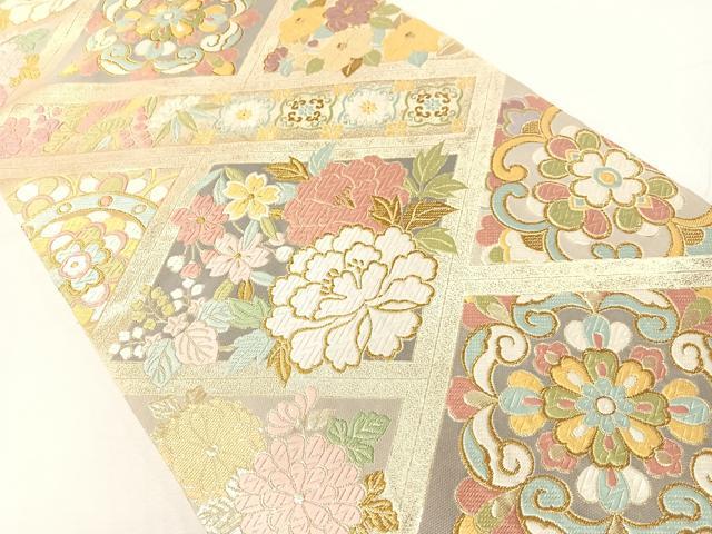平和屋着物●六通柄袋帯　唐織　正倉院花文　金糸　正絹　逸品　CABI4058vp