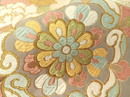 平和屋着物●六通柄袋帯　唐織　正倉院花文　金糸　正絹　逸品　CABI4058vp