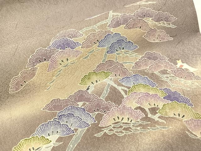平和屋着物●友禅作家　東矢千嘉子　太鼓柄袋帯　うすぐも　松　楽器　正絹　逸品　未使用　CABI4060vp