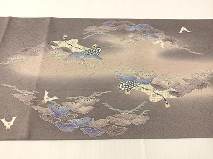 平和屋着物●友禅作家　東矢千嘉子　太鼓柄袋帯　うすぐも　松　楽器　正絹　逸品　未使用　CABI4060vp