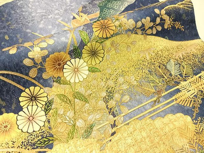 平和屋着物●両面　全通柄袋帯　道長松竹花文　銀通し地　正絹　逸品　CABI4063vp
