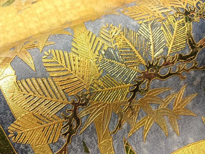 平和屋着物●両面　全通柄袋帯　道長松竹花文　銀通し地　正絹　逸品　CABI4063vp