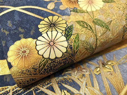 平和屋着物●両面　全通柄袋帯　道長松竹花文　銀通し地　正絹　逸品　CABI4063vp
