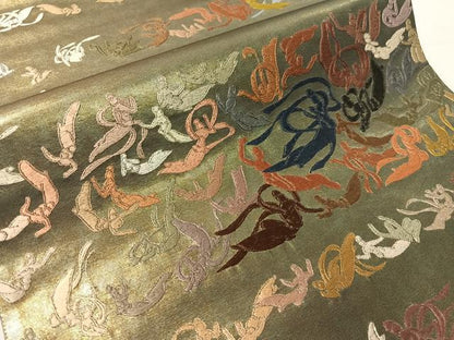 平和屋着物●世界的友禅作家　千地泰弘　総刺繍　全通柄袋帯　千地天女　金彩　引箔　色紙付き　正絹　逸品　未使用　CABI4064vp