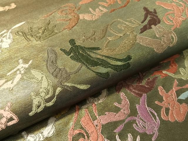 平和屋着物●世界的友禅作家　千地泰弘　総刺繍　全通柄袋帯　千地天女　金彩　引箔　色紙付き　正絹　逸品　未使用　CABI4064vp