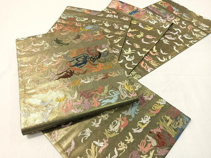 平和屋着物●世界的友禅作家　千地泰弘　総刺繍　全通柄袋帯　千地天女　金彩　引箔　色紙付き　正絹　逸品　未使用　CABI4064vp