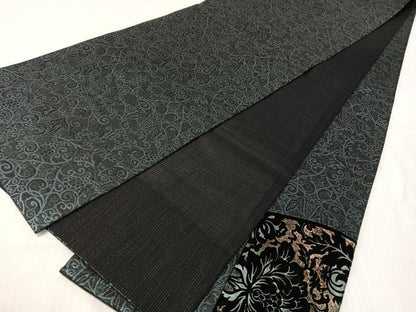平和屋着物▽一蔵コレクション　太鼓柄袋帯　スリーシーズン　春夏秋　切嵌　ベロア　更紗唐草文　金彩　正絹　逸品　未使用　CABI4065vp