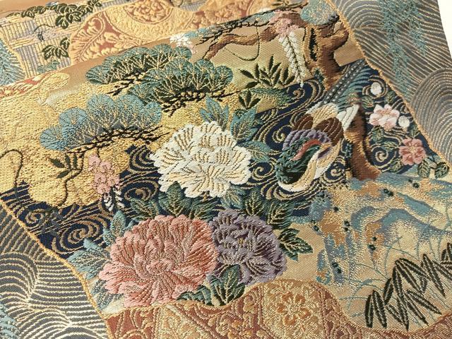 平和屋着物●六通柄袋帯　唐織　献上花鳥文　金糸　正絹　逸品　CABI4066vp