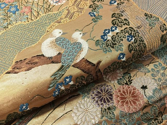 平和屋着物●六通柄袋帯　唐織　献上花鳥文　金糸　正絹　逸品　CABI4066vp