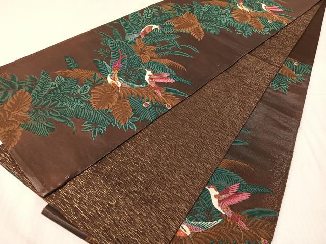 平和屋着物●TOKI志すい キモノモードオリジナルブランド　六通柄袋帯　枝葉鳥文　金銀糸　正絹　逸品　CABI4069vp