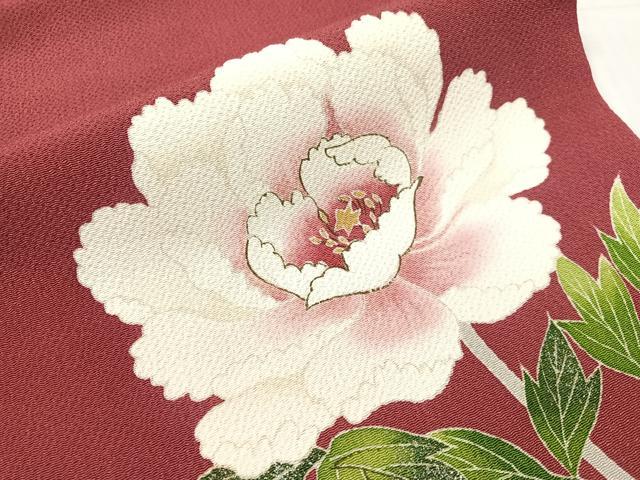 平和屋着物●九寸開き名古屋帯　枝牡丹　銀彩　鬼しぼ縮緬　正絹　逸品　CABI4073vp