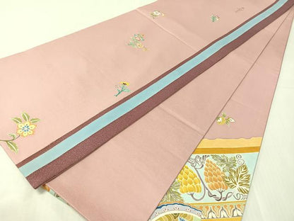 平和屋着物●六通柄袋帯　作家物　更紗鳳凰絵皿文　金彩　正絹　逸品　CABI4074vp